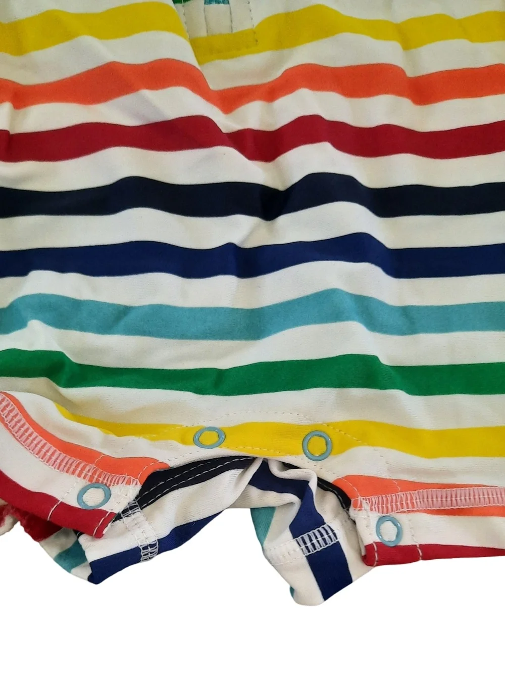 Primary Rainbow Stripe Long-Sleeve Swim Romper - Multicolor